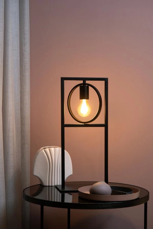 Lucide SUUS - Lampe de table - 1xE27 - Noir - ambiance 1